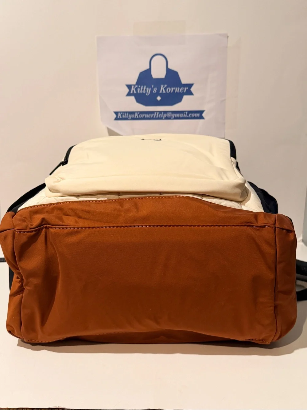 NWT LOVEVOOK Cream & Brown Quilted Latop Backpack